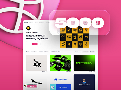 5000 Followers 5000 5k blur brand branding design dribbble follow followers glass graphic design icon identity illustration post social ui