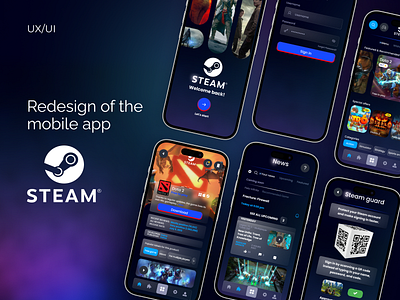Redesign of the Steam Mobile App branding graphic design logo motion graphics redesign of the steam mobile app ui