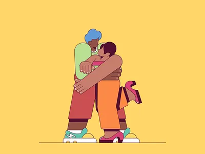 People having fun! 4/25 2d characters couple dancing fun happy high heels illustration man sneakers ui vector woman