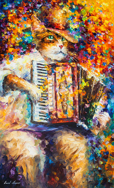 GERMAN CAT — Original Oil Painting On Canvas By Leonid Afremov leonidafremov