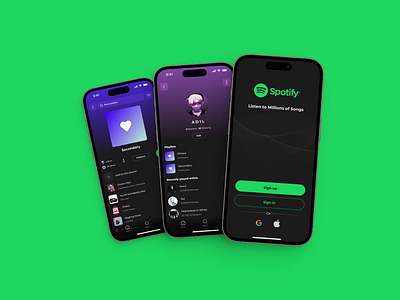 Spotify Redesign application brand branding design graphic design headphones logo mobile mobile app mobile application mobile design mockup music rebrand redesign sound spotify ui uiux design ux