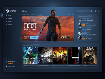 Steam 2 app design challenge desktop desktop app figma games saas steam ui ui ux valve