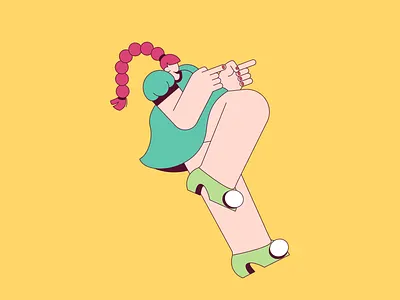 People having fun! 6/25 braided hair dress fun girl happy high heels illustration jump ui vector woman