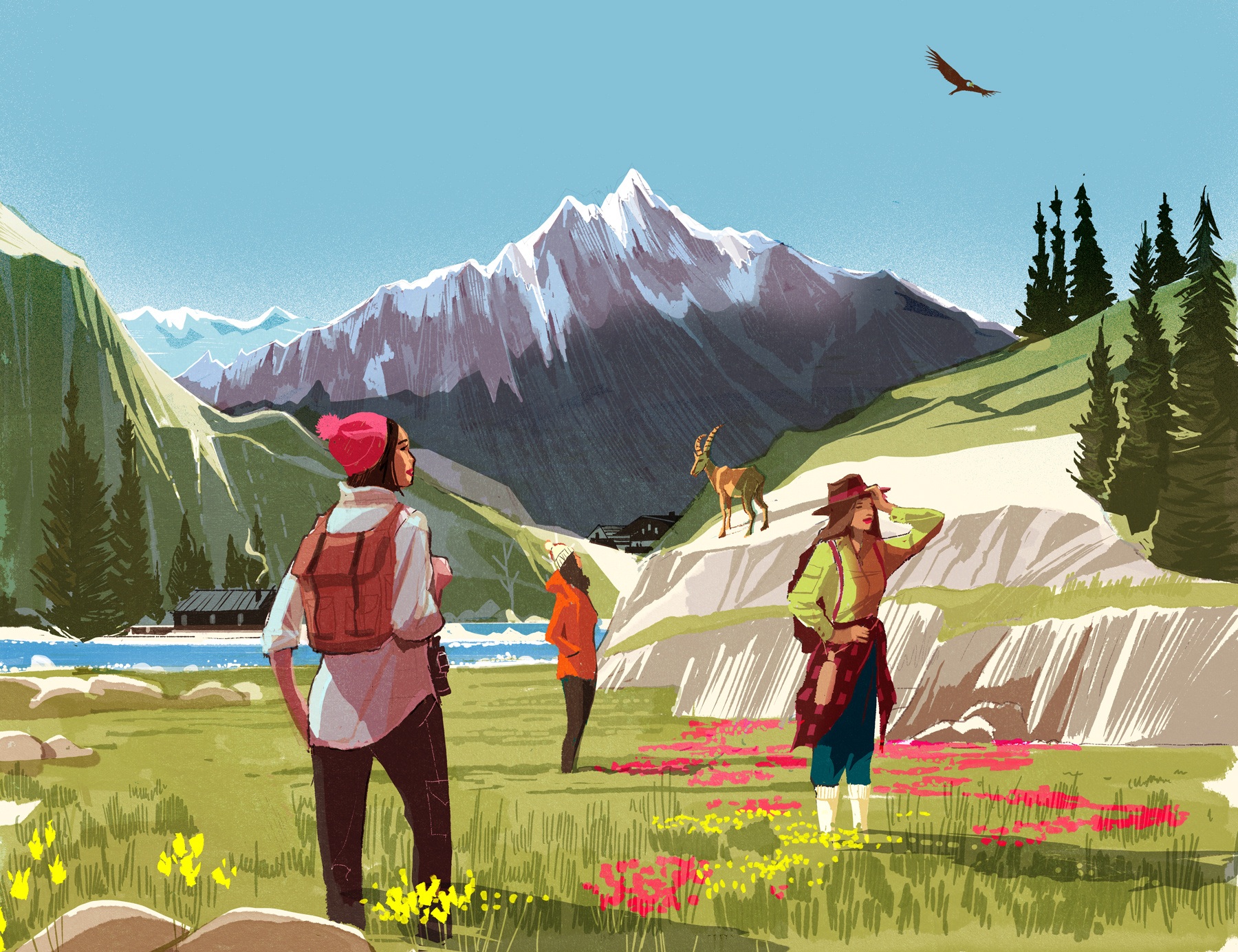 Alpine Resort alex green architecture digital folioart housing illustration landscape mountains real estate ski