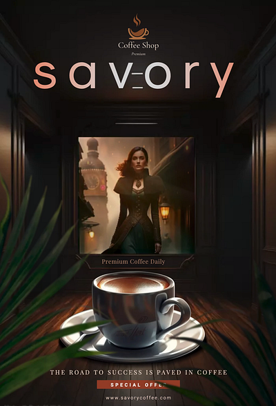 SAVORY Coffee Shop Video Poster Template artisanalbrews classycaffeine coffeeelegance design graphic design indulgeincoffee luxurycoffee savorthemoment