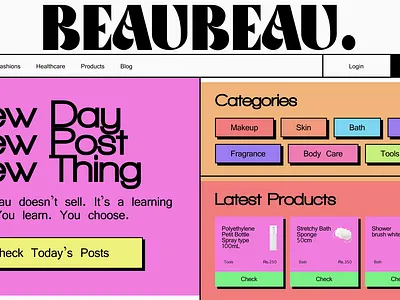 Neo brutalism UI for health and beauty website design dribbble branding colorful design health and beauty industrial modern neo brutalism typography ui ui design user experience user interface ux ux design