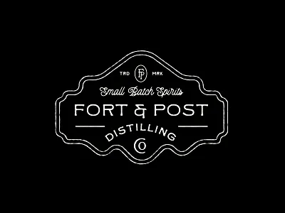 Fort & Post Badge badge bottle branding decorative design distillery distilling branding font fp lettering logo monogram retro typeface typography vintage