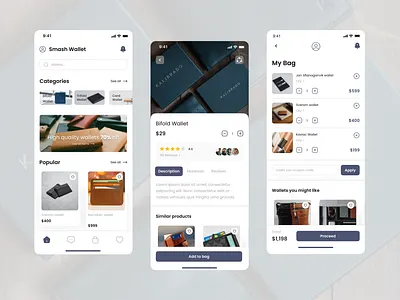 Wallet ecommerce App UI Design app branding design graphic design icon illustration logo typography ui ux vector