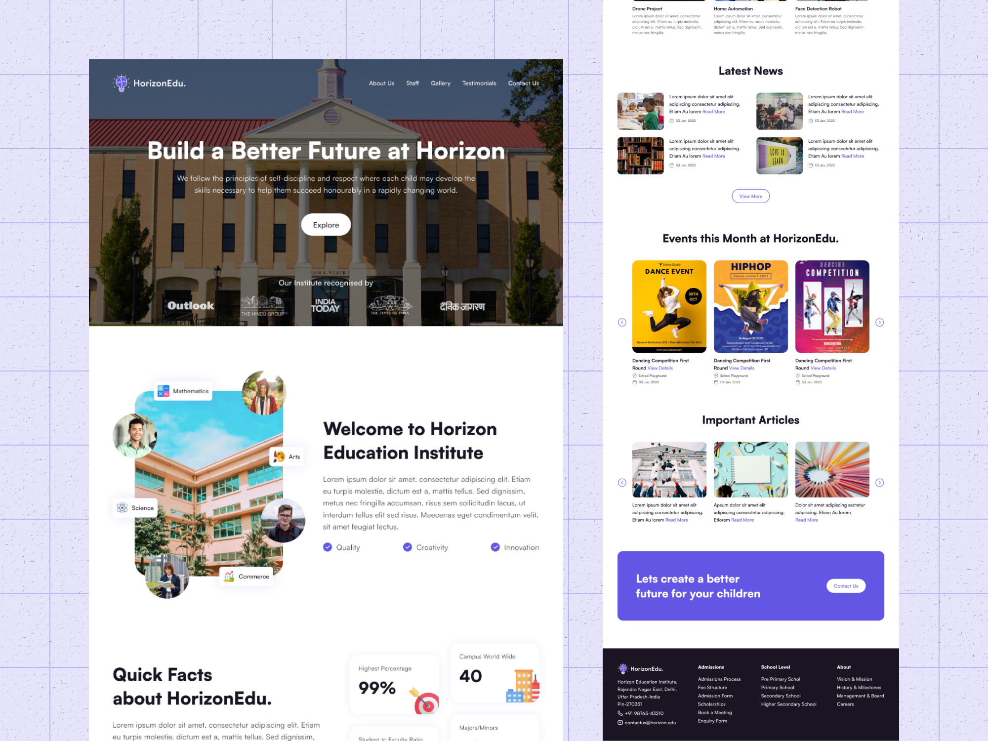 School Website UI/UX Design contact us page design education figma landing page school ui ui design uiux design ux design web design website website design website ui