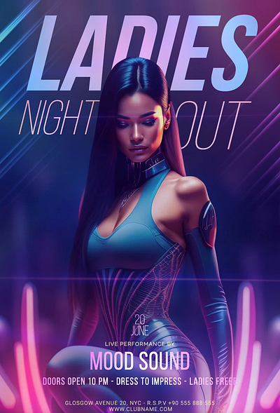 LADIES NIGHT OUT VIDEO POSTER TEMPLATE anniversary dj event girls party ladies night out nightclub party party event party poster