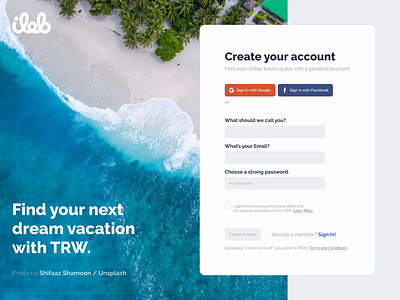 Travel-Agency Sign-Up Form | DailyUI #001 dailyui day 1 form sign up travel