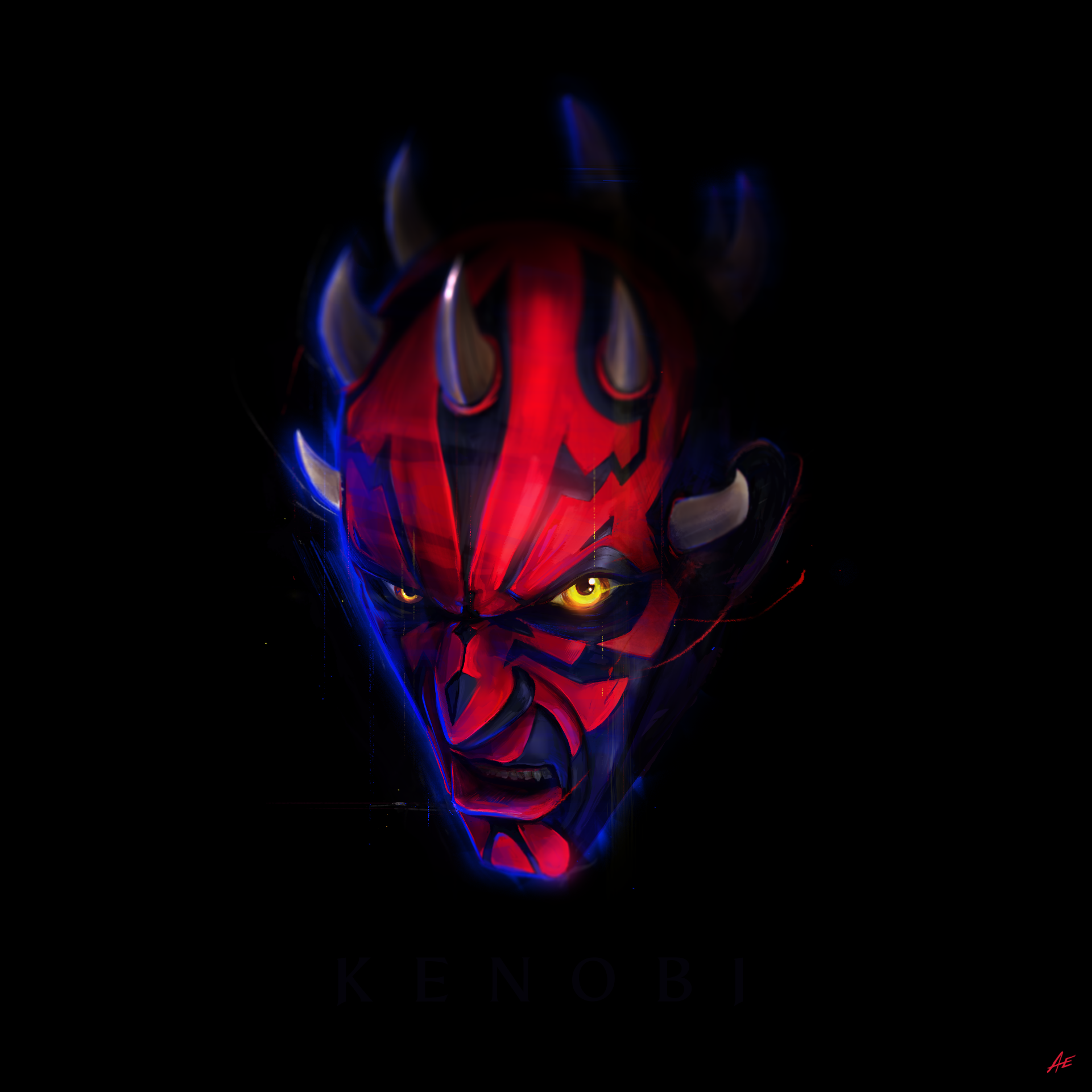 Maul art character darth maul digitalart film illustration kenobi maul photoshop red sci fi starwars
