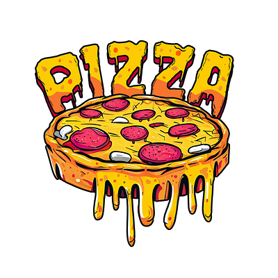 Juicy pizza with cheese with pepperoni art design illustration pizza vector