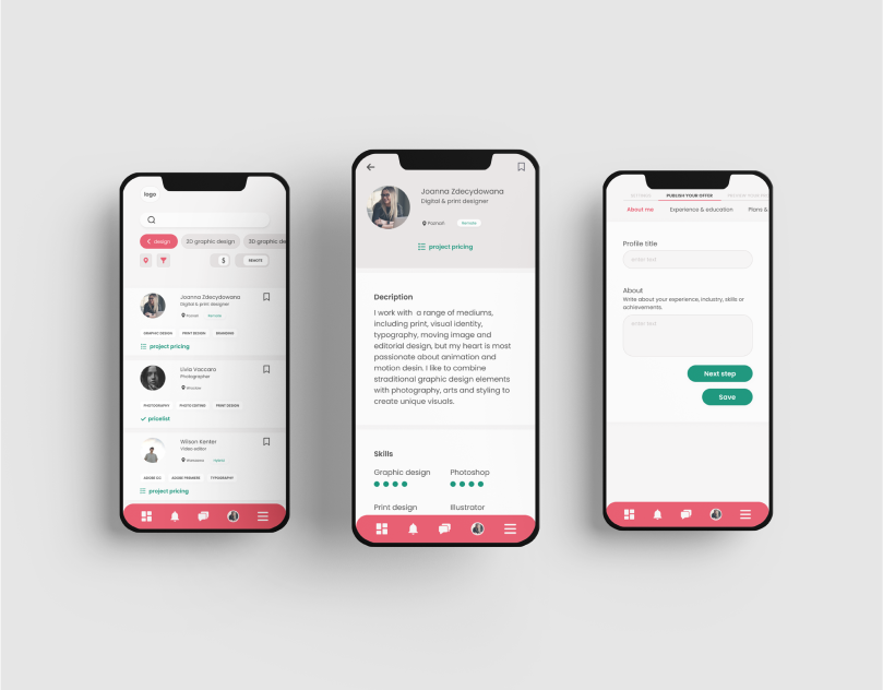 job app for creatives | responsive webdesign animation animation design design system figma information architecture mobile app design motion design responsive webdesign typography typography animation uxui design