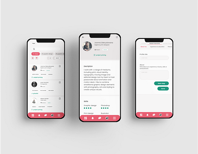 job app for creatives | responsive webdesign animation animation design design system figma information architecture mobile app design motion design responsive webdesign typography typography animation uxui design