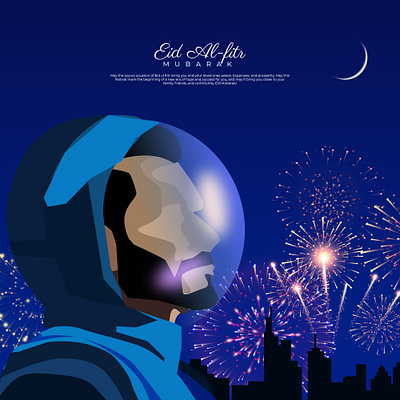 Eid Mubarak - Astronaut's Eid Celebrations astronauts eid flat illustration illustration scifi space vector
