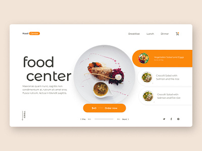 Food center website daily practice dailyui design e commerce food website lady page landing page ui web design