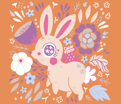 Bunny and Flowers bunny flowers illustration