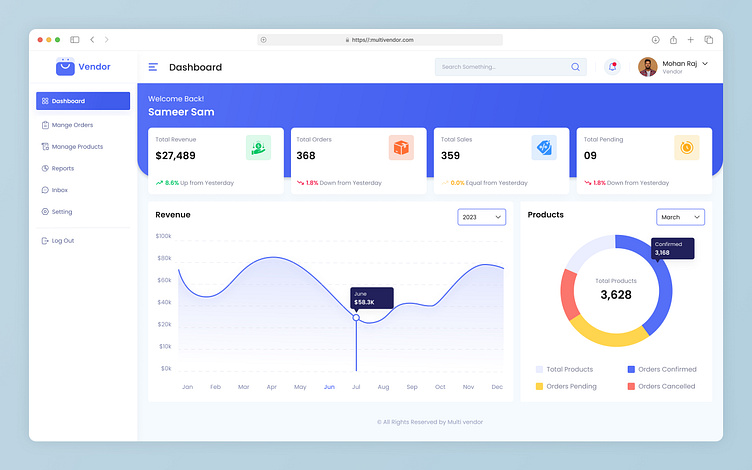 Multi Vendor Dashboard Design by MOHANRAZ on Dribbble