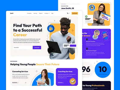 GetIt - Landing Page agency design design agency employment friendly fun hiring landing page ui ux uxui young