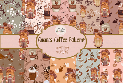 Gnomes Coffee Patterns animation branding coffee design gnome graphic design illustration patten spring