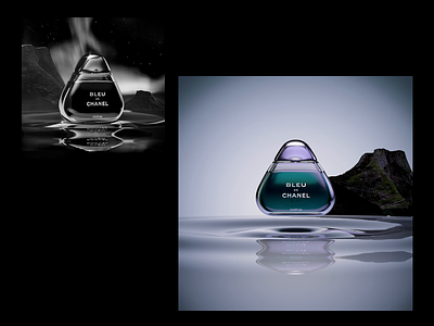 BLEU DE CHANEL — Cosmetic Lifestyle 3d render animation blender3d bleu de chanel branding chanel dark scene david ofiare luxury perfume product design product model product visualisation visual design