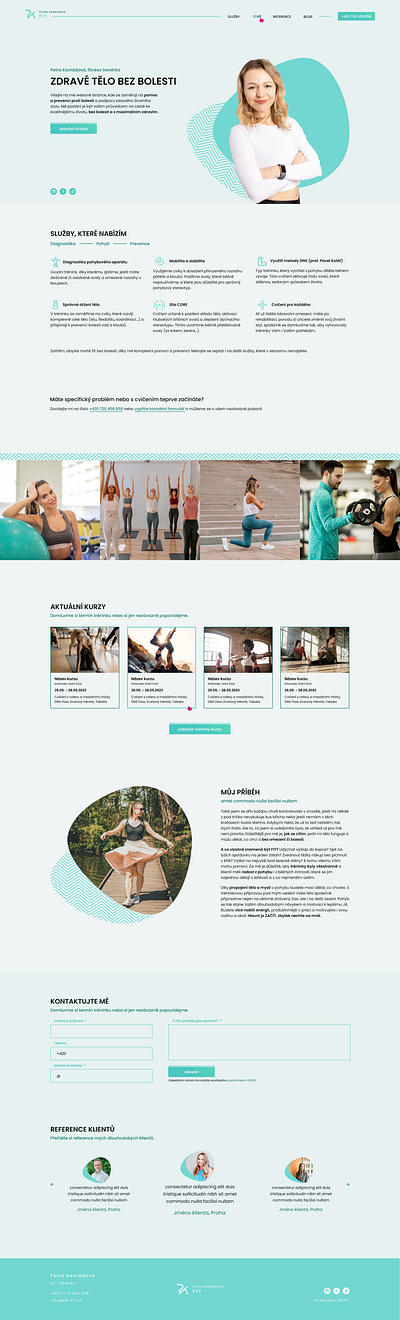 Webpage for fitness trainer blue branding design desktop fitness fitness trainer graphic design green homepage logo turquoise ui ux web design