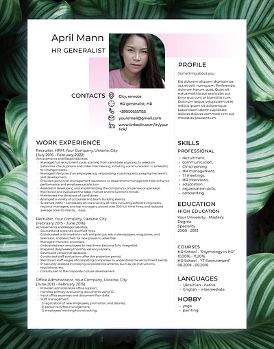 CV cv design personal profile typography ui