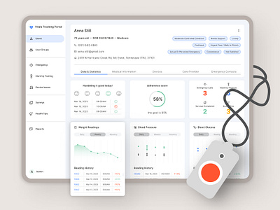 Vitals Tracking Portal dashboard design digital health elderly healthcare medical onboarding product remote patient monitoring senior telemedicine ui ux vitals tracking