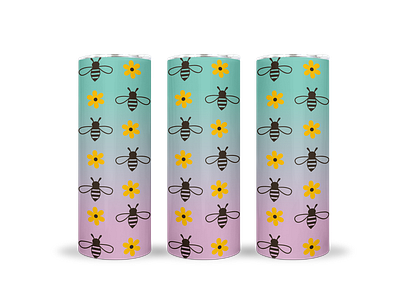 skinny tumbler wrap daisy bees design digital file skinny tumbler skinny tumbler wrap sublimation