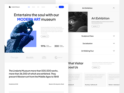 Lindarte - Modern Art Museum Website design ui