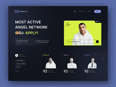 VC Firm Web Site Design: Landing Page / Home Page UI agency landing page agency portfolio agency web site crowd fintech funding web page homepage investing company investment investment platform investor portfolio landing page landing page design modern landing page portfolio saas tech company vc vc firm website venture capital