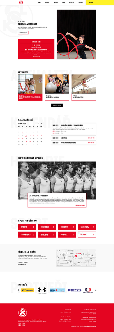 Homepage for sport club "Sokol" blog branding calendar design desktop graphic design homepage red sokol sport sport club ui ux yellow