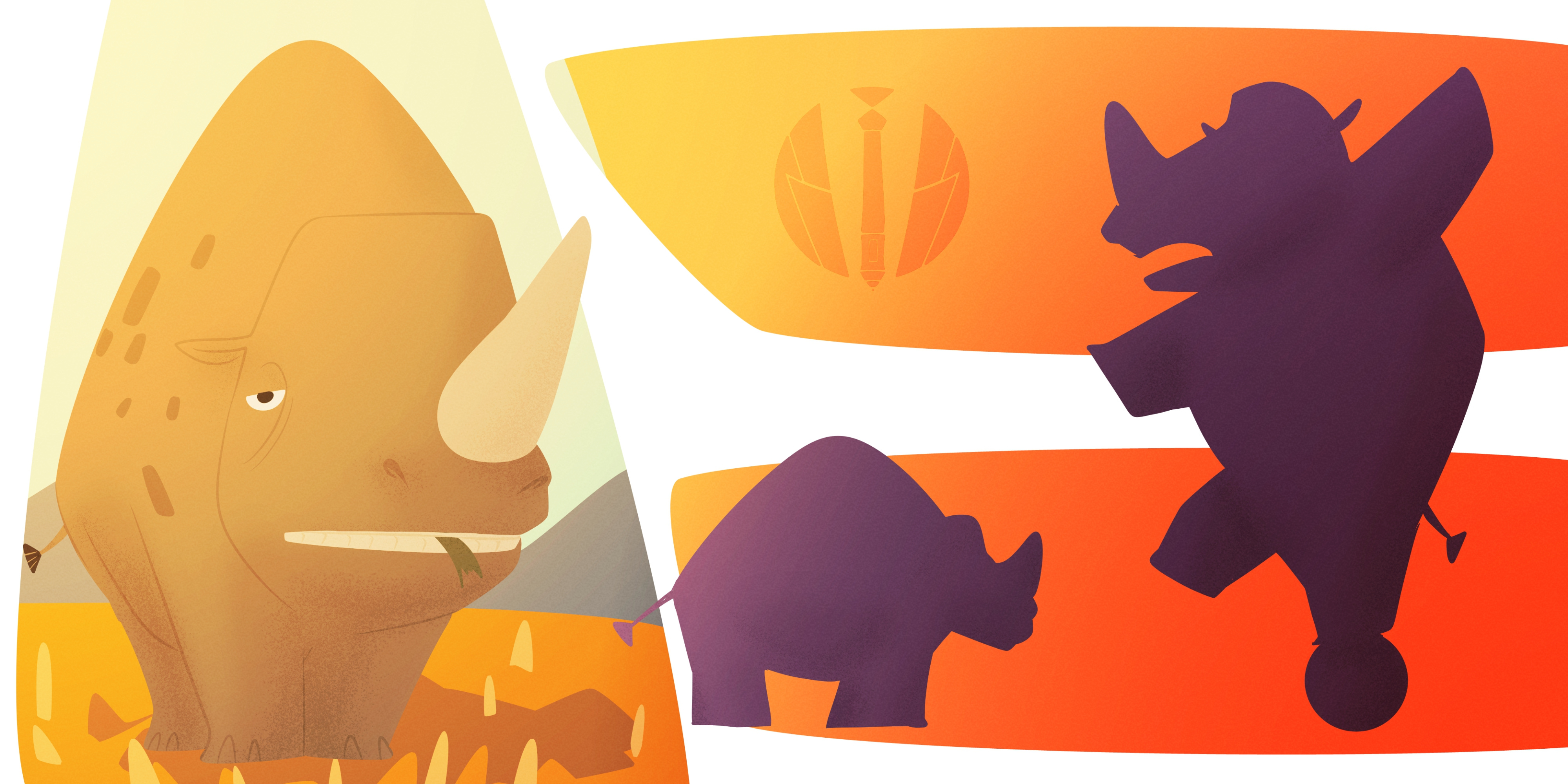 Rhino Character Design animal art artist artwork characterdesign childrensbooks colors conceptart digitalart digitalpainting fyp illustratedbook illustration mood rhino shapes