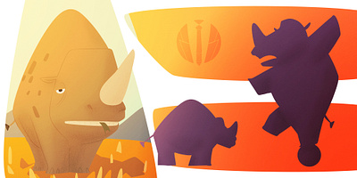 Rhino Character Design animal art artist artwork characterdesign childrensbooks colors conceptart digitalart digitalpainting fyp illustratedbook illustration mood rhino shapes