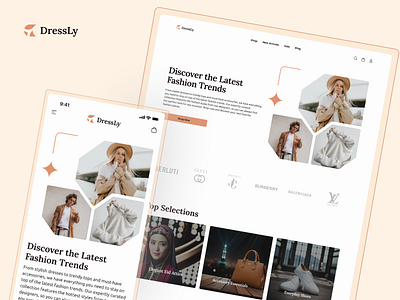 DressLy Landing Page branding design e commerce fashion fashion shop figma responsive responsive design shop ui uidesign uiux uiux design web design web design