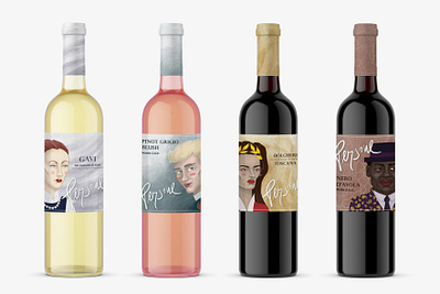 Wine Lables Character Design character character design illustration illustrator lettering packaging packaging design wine