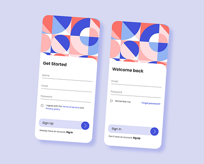 Mobile Sign Up and Sign In screen dailyui design illustration mobile ui
