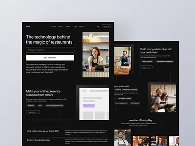 Abino - Tech Company for restaurants Landing Page dark design food minimal saas ui uidesign ux website