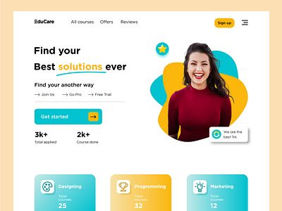 Edu Care UI design. courses design designer education interfacedesign landingpage landingpagedesign learn learning productdesign ui uidesign uiux userexperience userinterface ux uxdesign webdesign webpage website