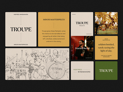 Troupe Wines - Branding & Identity branding design graphic design green identity illustration layout logo socials spirits texture typography wine