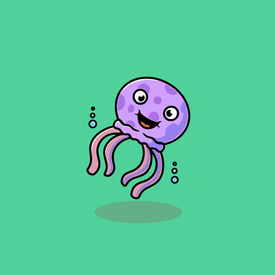 Cute Baby Jellyfish Smiling Illustration branding save the jellyfish ui