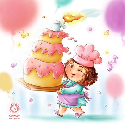 Cute Baker Lady in Airbrushing Style of Painting airbrush airbrushing airbrushing illustration airbrushing painting airbrushing style art artpreneurprogram baker baker illustration cake character design cute cute character cute character design cute illustration design digital painting digitalart digitaldrawing illustration