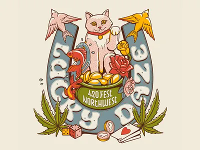 Lucky Daze hand drawn illustration lettering lettering art procreate typography