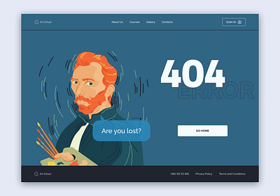 404 Page for Art School 404 adobe illustrator design figma illustration ui uidesign