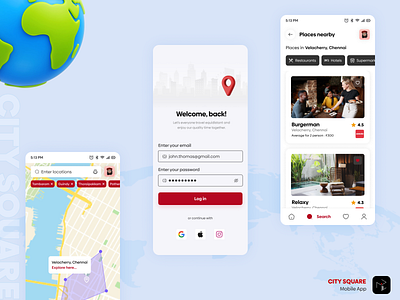 City Square - Geo-based mobile application android geo based location maps mobile application mobile ui ui