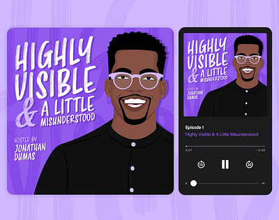 Highly Visible & A Little Misunderstood Podcast Cover branding cover cover art digital art illustration illustrator podcast podcast cover portrait portrait illustration vector
