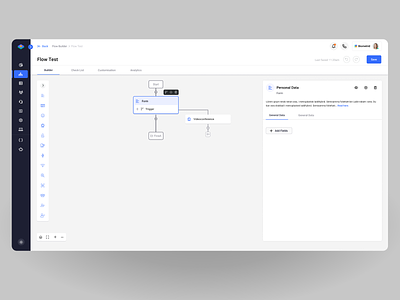 Biometrid - Flow Builder action backoffice chart configuration customisation draw edit flow flow builder options selected sidebar step tools trigger