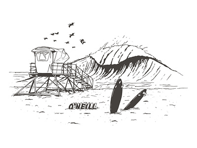 Apparel Graphic - O'Neill illustration lifeguard tower oneill surf surf graphics wave