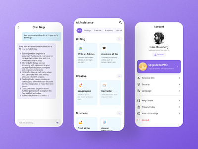 AI Chat Assistant App- Gamified and Subscription Model ai ai assistant ai chat artificial intelligence artifitial assistant chat chatbot chatgpt gpt management mobile app prompt ui ux visual design web3